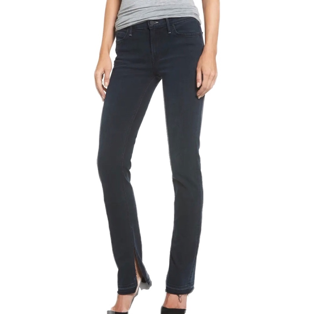 Mother The Rascal frayed ankle slit black jeans